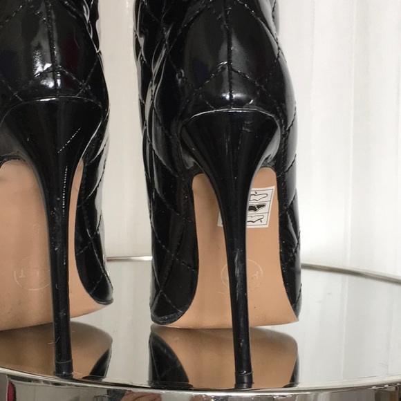Black Quilted Over-the-Knee Stilettos Boots pointed toe Size 7 - Picture 10 of 10